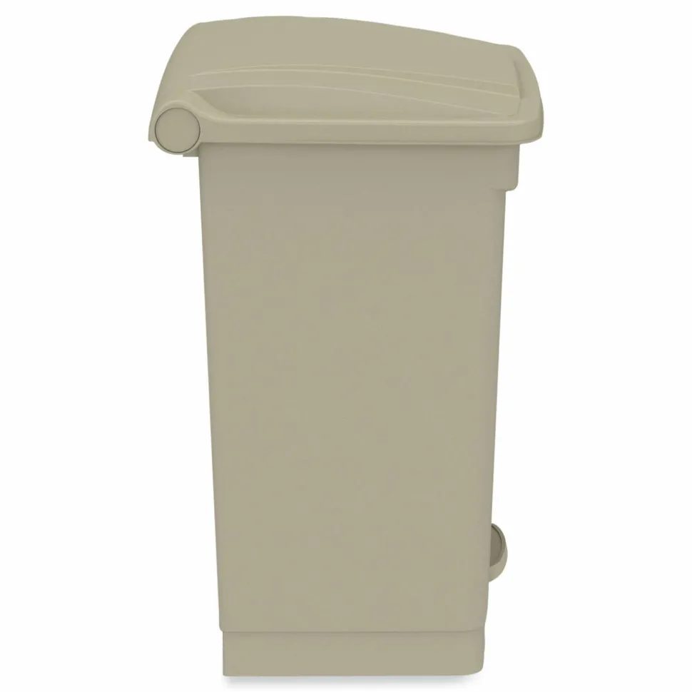 Safco Plastic Step-on Waste Receptacle - 12 gal Capacity - Foot Pedal, Lightweight, Easy to Clean - 23.8"x15.8"x 16" Depth - Plastic - Tan - 1/Carton