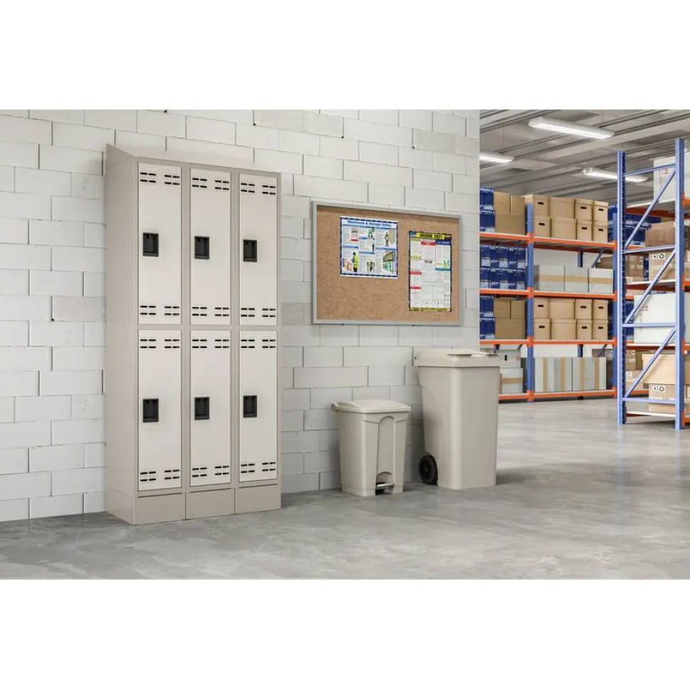 Safco Plastic Step-on Waste Receptacle - 12 gal Capacity - Foot Pedal, Lightweight, Easy to Clean - 23.8"x15.8"x 16" Depth - Plastic - Tan - 1/Carton