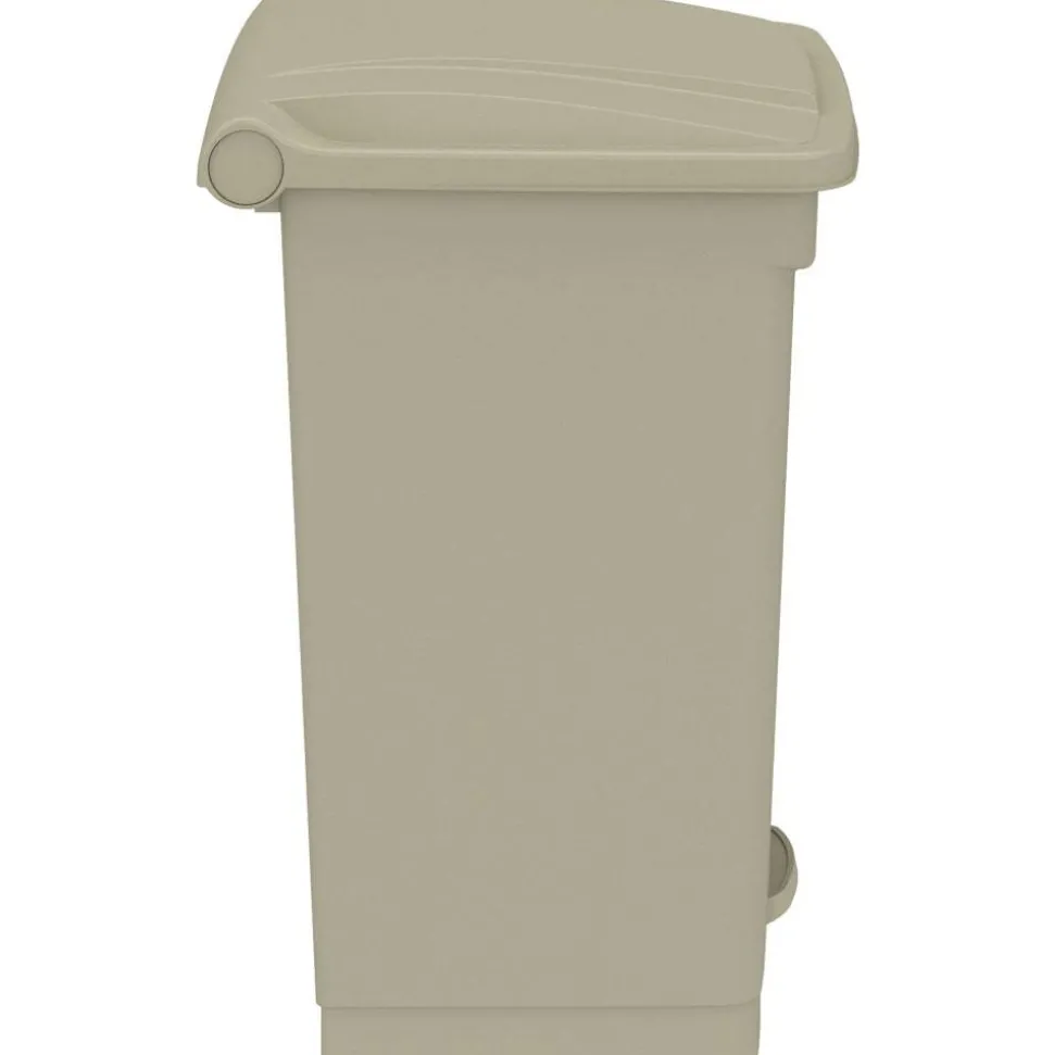 Safco Plastic Step-on Waste Receptacle - 12 gal Capacity - Foot Pedal, Lightweight, Easy to Clean - 23.8"x15.8"x 16" Depth - Plastic - Tan - 1/Carton