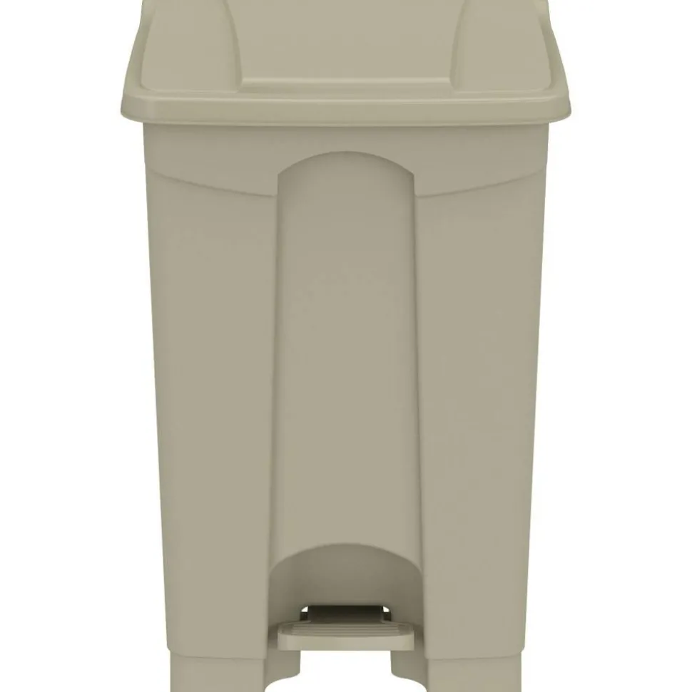 Safco Plastic Step-on Waste Receptacle - 12 gal Capacity - Foot Pedal, Lightweight, Easy to Clean - 23.8"x15.8"x 16" Depth - Plastic - Tan - 1/Carton