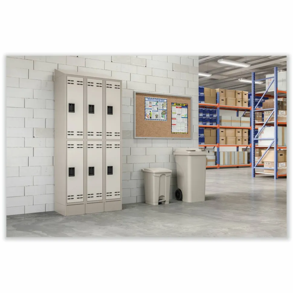Safco Plastic Step-on Waste Receptacle - 12 gal Capacity - Foot Pedal, Lightweight, Easy to Clean - 23.8"x15.8"x 16" Depth - Plastic - Tan - 1/Carton