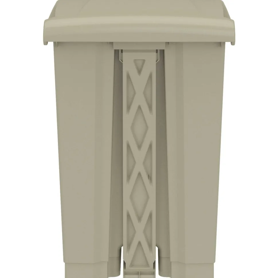 Safco Plastic Step-on Waste Receptacle - 12 gal Capacity - Foot Pedal, Lightweight, Easy to Clean - 23.8"x15.8"x 16" Depth - Plastic - Tan - 1/Carton