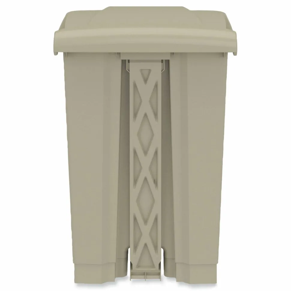 Safco Plastic Step-on Waste Receptacle - 12 gal Capacity - Foot Pedal, Lightweight, Easy to Clean - 23.8"x15.8"x 16" Depth - Plastic - Tan - 1/Carton