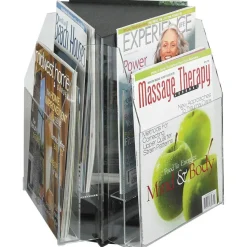 Safco 6 Pocket Magazine and Pamphlet Rotating Tabletop Display, Triangular, 12 3/4"H x 15"W