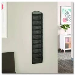 Safco 10-Pocket Mesh Magazine Rack, Black
