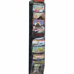 Safco 10-Pocket Mesh Magazine Rack, Black