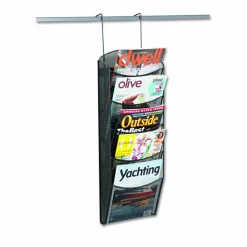 Safco 5-Pocket Mesh Magazine Rack, 28 1/3"H x 10 1/4"W x 3 1/2"D, Black