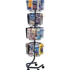 Safco 32-Pocket Wire Rotary Brochure Literature Rack, 60"H x 15"W x 15"D, Charcoal