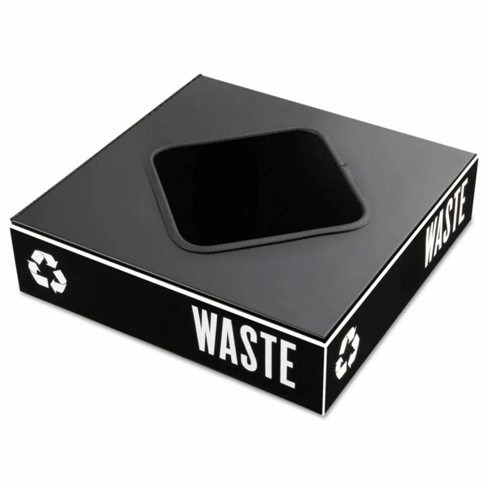 Safco Public Square Recycling Receptacle Lid, 8" Square Opening, 3/4"H x 15"W x 15"D, Black