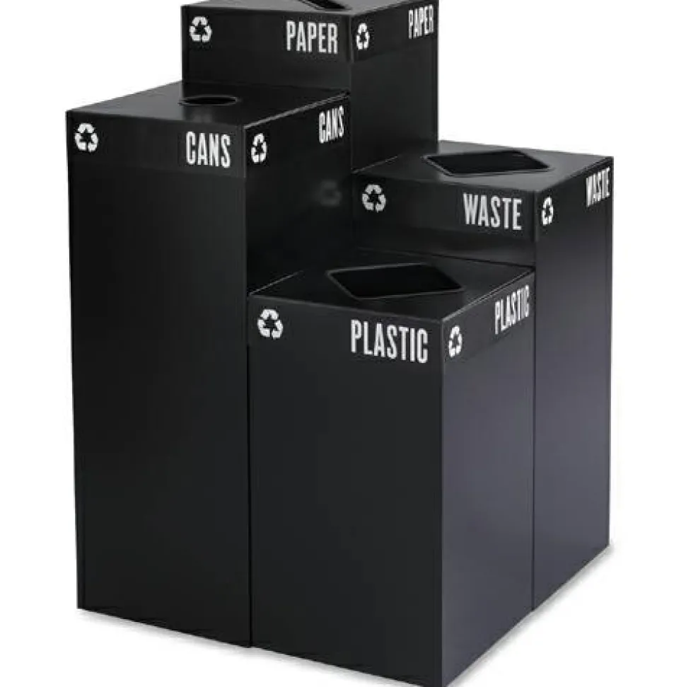 Safco Recycling Receptacle, 42 Gallon, Black