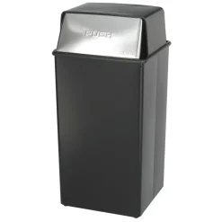Safco Reflections Square Fire-Safe Push-Top Receptacle, 36 Gallons, 37 1/2