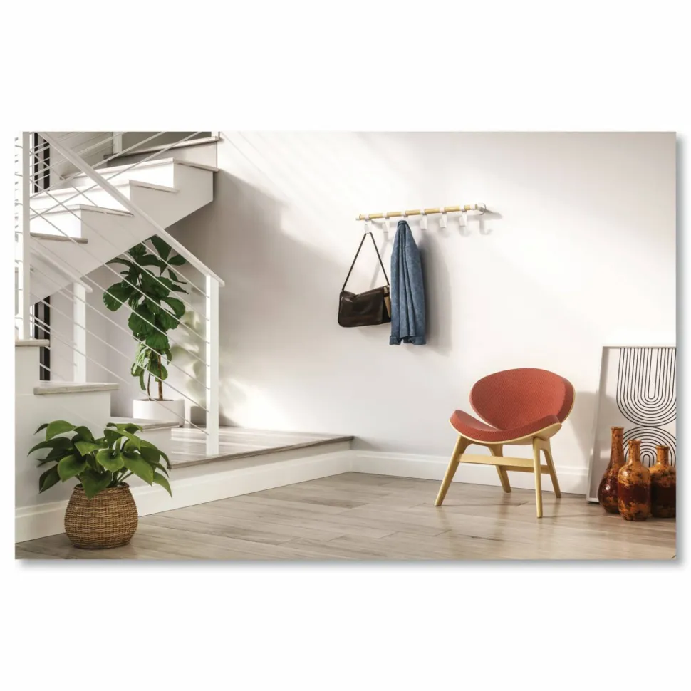 Safco Resi Coat Wall Rack, 6 Hook, 36.25w x 4.25d x 6h, White