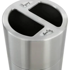 Safco Round Aluminum Dual Recycling Receptacle, 30 Gallons, 17 1/2" x 32 1/2", Stainless Steel