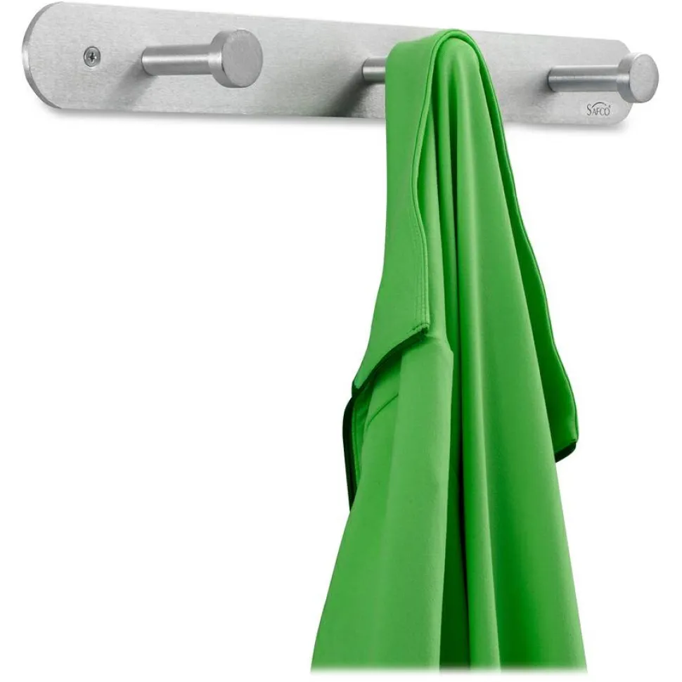 Safco Rounded Design Coat Hooks, 2"H x 18"W x 2 5/8"D, Silver