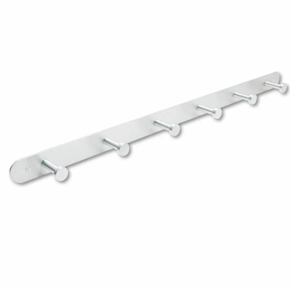 Safco Rounded Design Coat Hooks, 2"H x 36"W x 2 3/4"D, Silver
