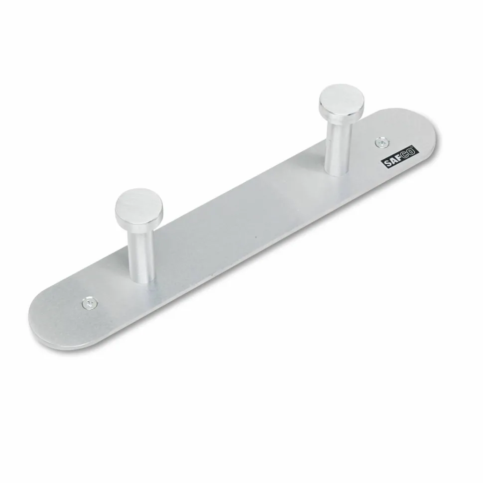 Safco Rounded Nail-Head Wall Mount Coat Rack, 2"H x 12"W x 2-3/4"D, Silver