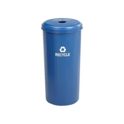 Safco Round Recycling Receptacle With Lid, 20 Gallons, Blue