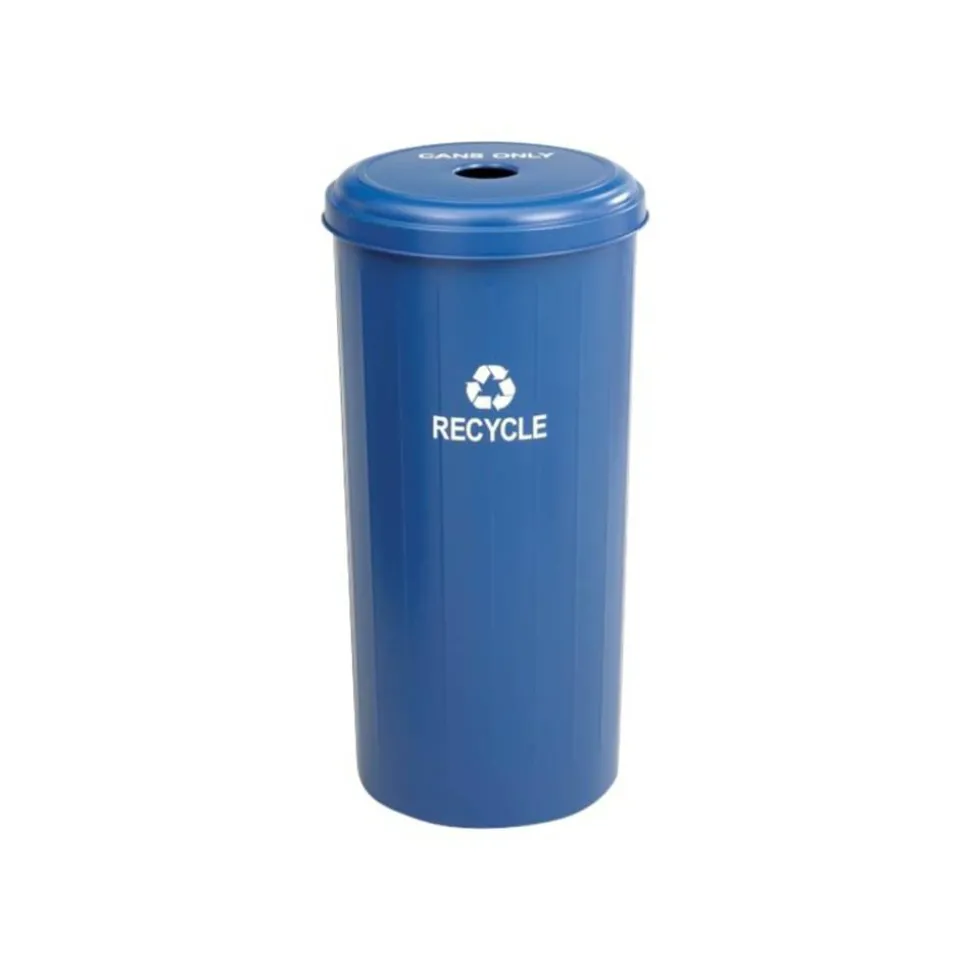 Safco Round Recycling Receptacle With Lid, 20 Gallons, Blue