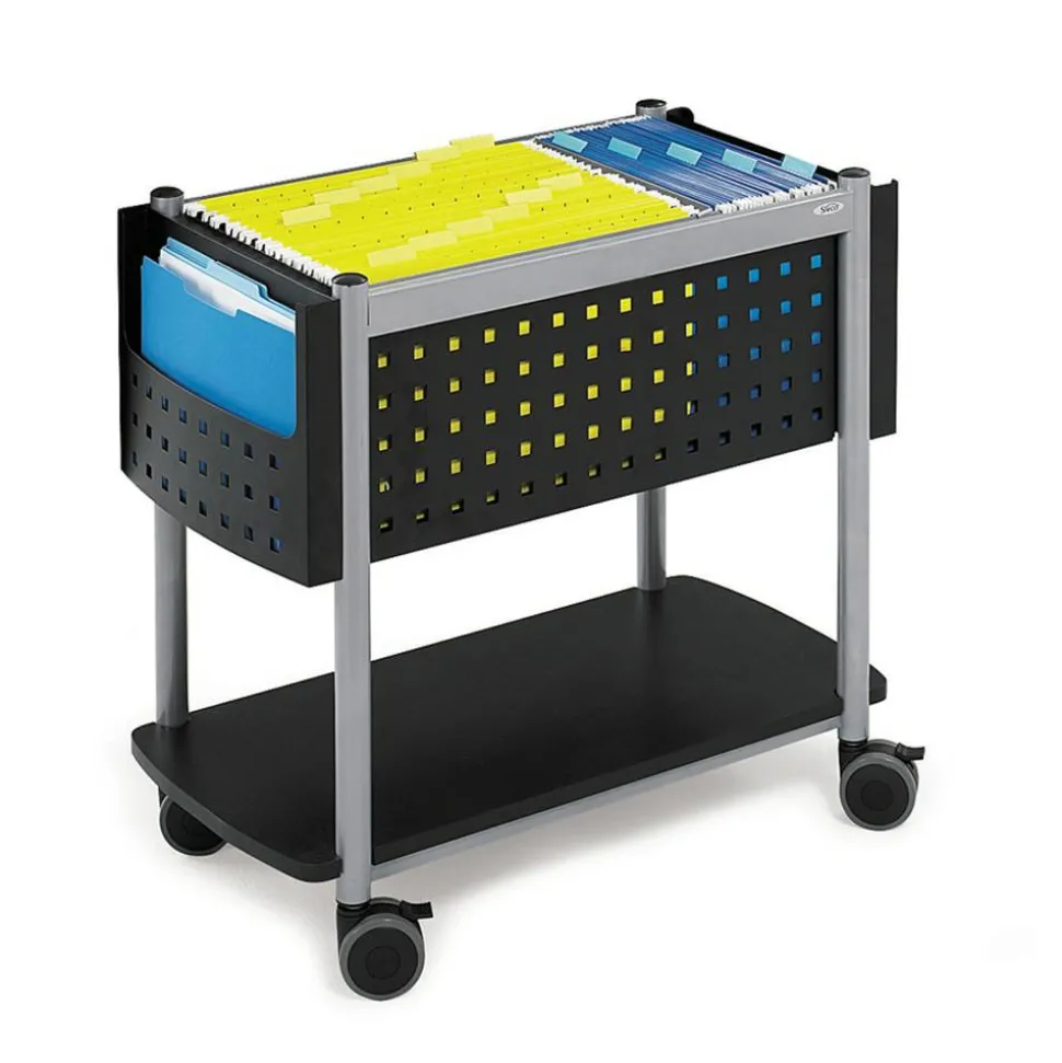 Safco Scoot File Cart, 26"H x 14-3/4"W x 28"D, Black