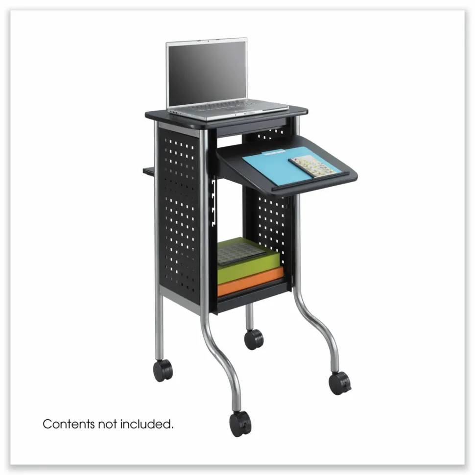 Safco Scoot Presentation Cart, 50 lb Capacity, 4 Shelves, 21.5" x 30.25" x 40.5", Black