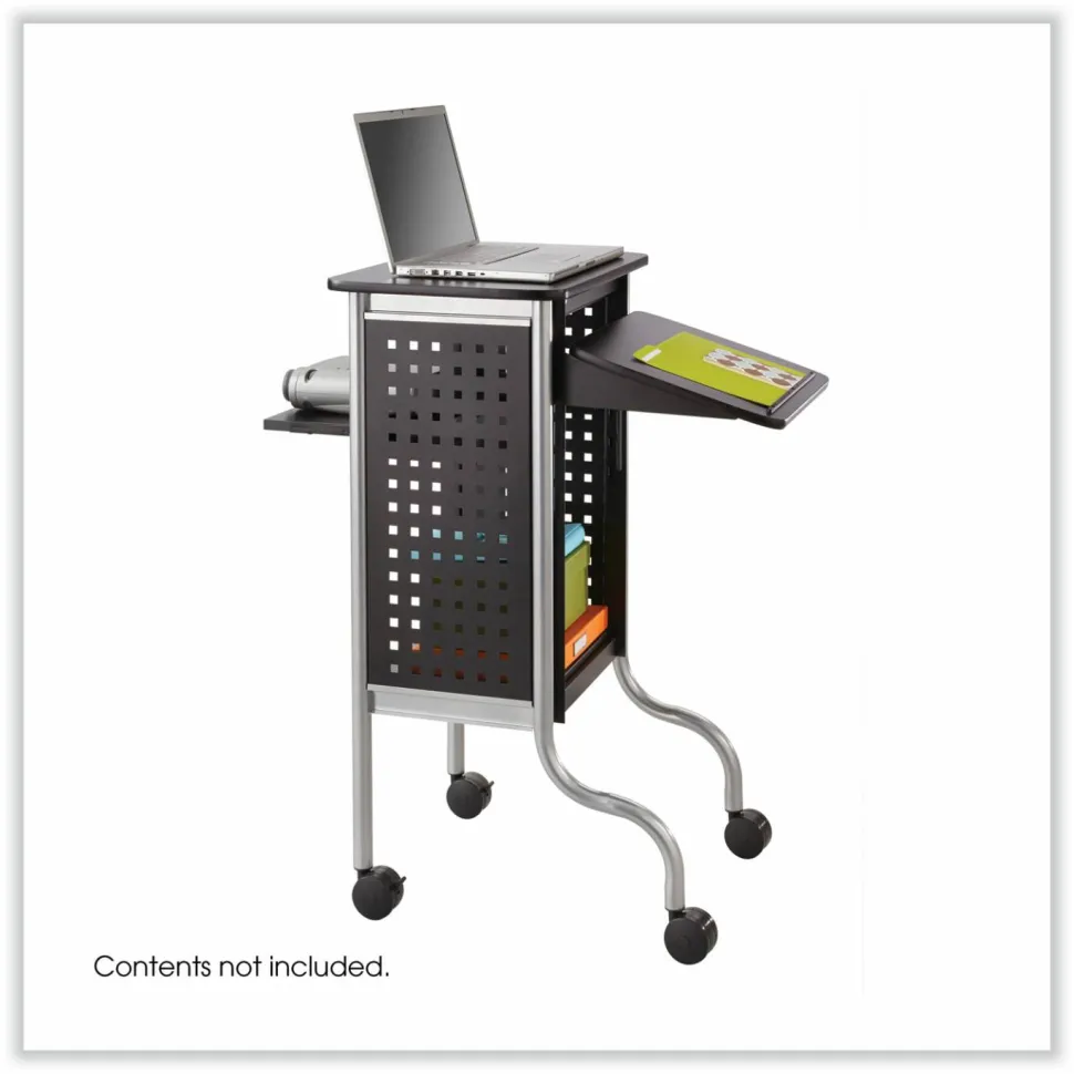 Safco Scoot Presentation Cart, 50 lb Capacity, 4 Shelves, 21.5" x 30.25" x 40.5", Black