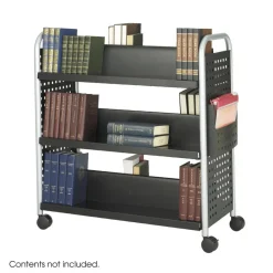 Safco Scoot Steel Book Cart, 6 Double-Sided Shelves, 41 1/2