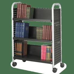 Safco Scoot Steel Book Cart, 3 Single-Sided Shelves, 45