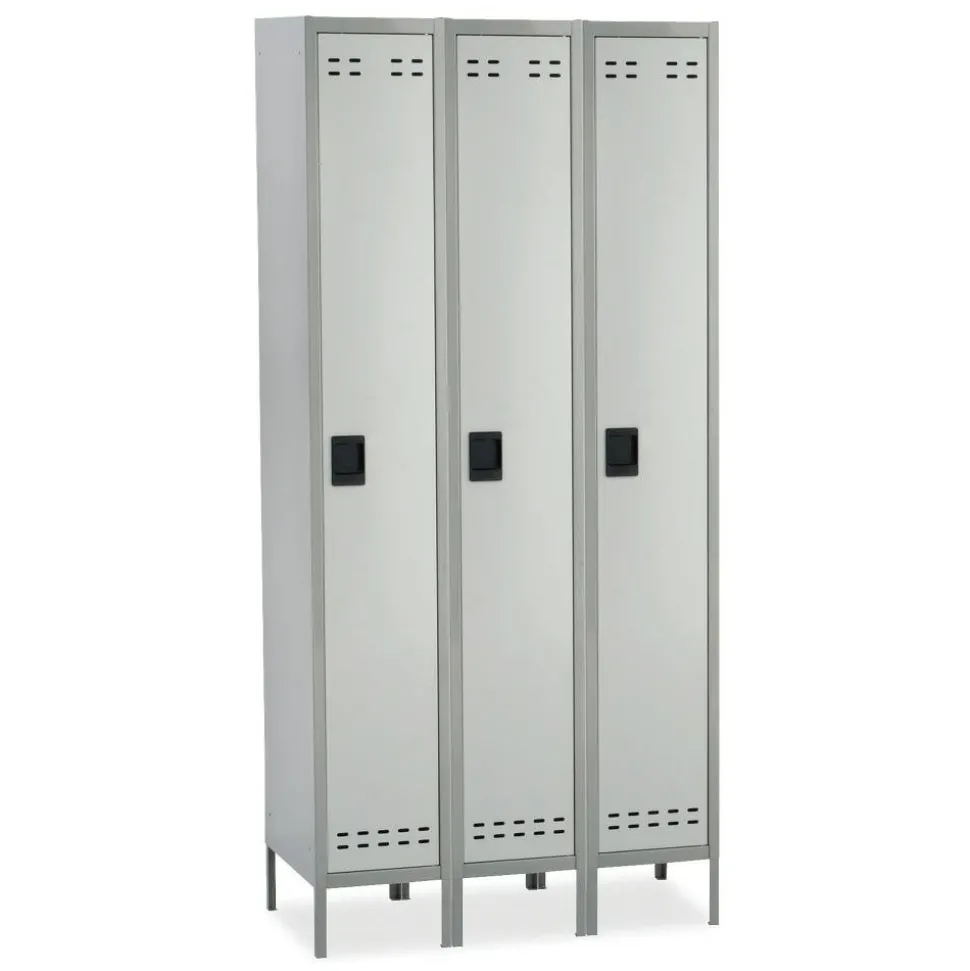Safco Single-Tier Two-Tone 3-Column Locker With Legs, 78"H x 54"W x 12"D, Gray