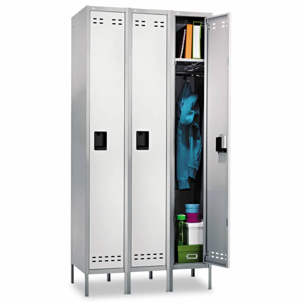 Safco Single-Tier Two-Tone 3-Column Locker With Legs, 78"H x 54"W x 12"D, Gray