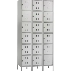 Safco Six-Tier Two-Tone 3-Column Locker With Legs, 78"H x 36"W x 18"D, Gray