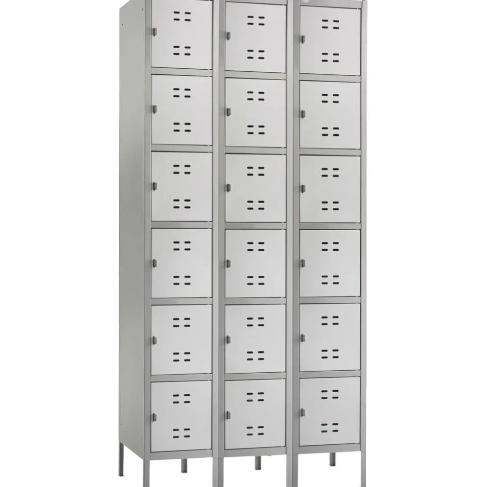 Safco Six-Tier Two-Tone 3-Column Locker With Legs, 78"H x 36"W x 18"D, Gray