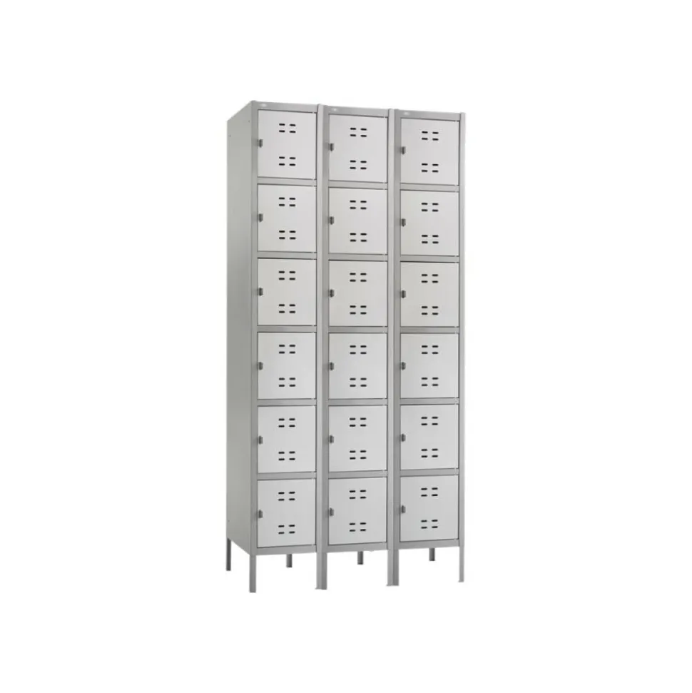 Safco Six-Tier Two-Tone 3-Column Locker With Legs, 78"H x 36"W x 18"D, Gray
