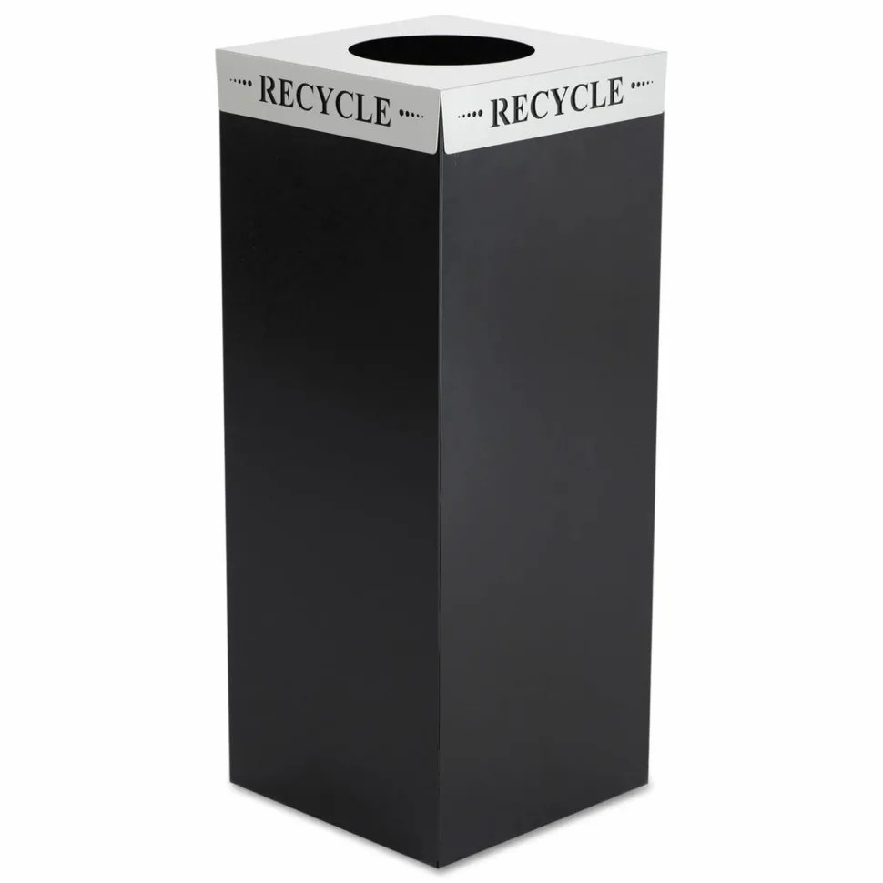 Safco Square-Fecta Lid, Recycle, 15.5w x 15.5d x 3h, Silver