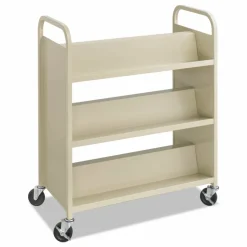 Safco Steel Double-Sided Book Cart, Metal, 6 Shelves, 300 lb Capacity, 36