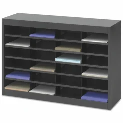 Safco Steel/Fiberboard E-Z Stor Sorter, 24 Compartments, 37.5 x 12.75 x 25.75, Black