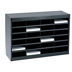 Safco Steel/Fiberboard E-Z Stor Sorter, 24 Compartments, 37.5 x 12.75 x 25.75, Black