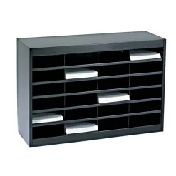 Safco Steel/Fiberboard E-Z Stor Sorter, 24 Compartments, 37.5 x 12.75 x 25.75, Black