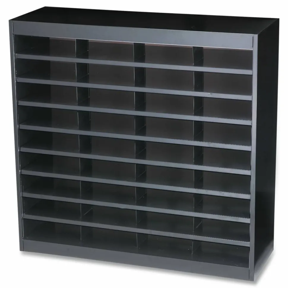 Safco Steel/Fiberboard E-Z Stor Sorter, 36 Compartments, 37.5 x 12.75 x 36.5, Black