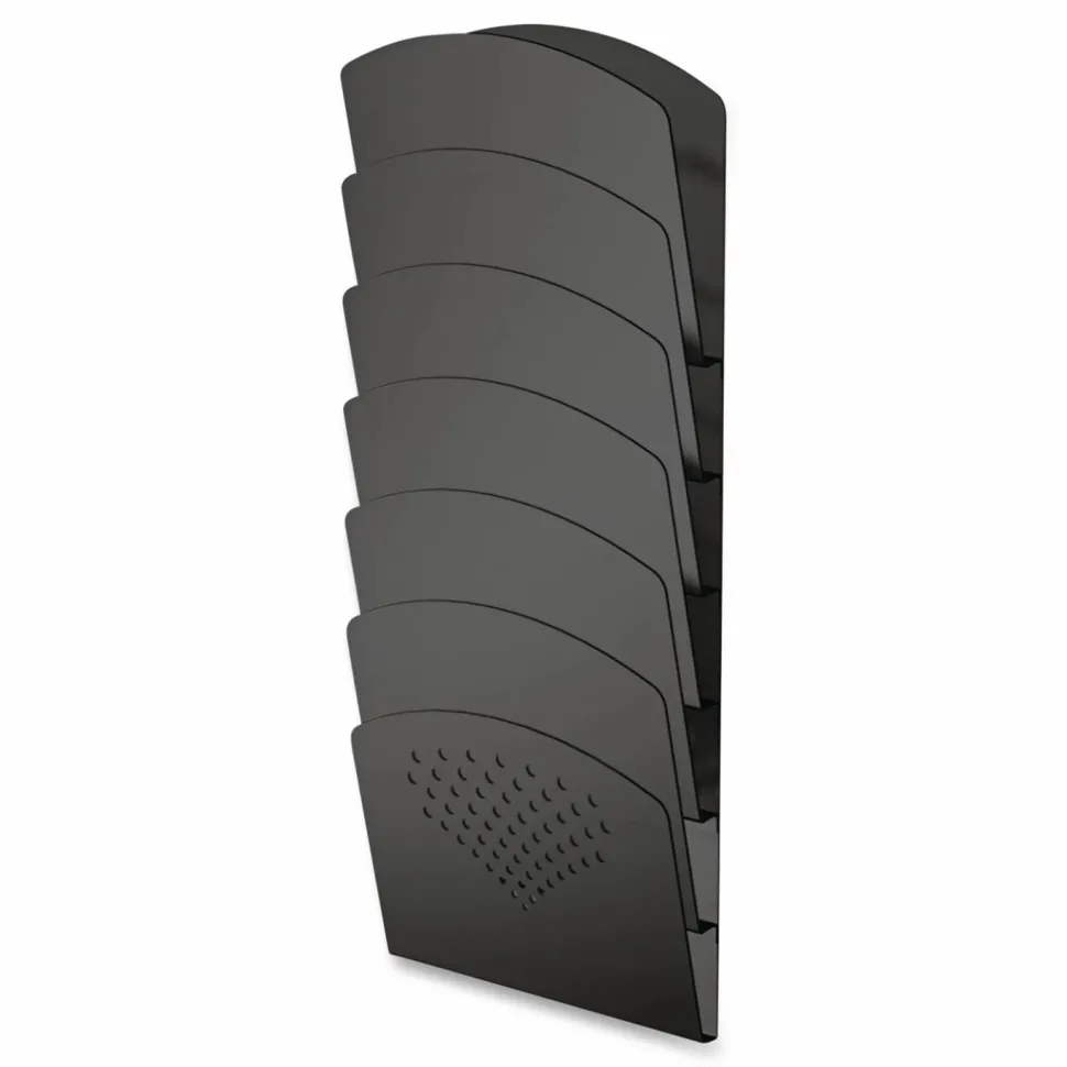 Safco Steel 7-Pocket Wall Rack, 21 3/4"H x 9 1/2"W x 2"D, Black