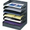 Safco Steel Six-Shelf Desk Tray Sorter, Six Sections, Letter Size Files, 12 x 9.5 x 13.5, Black