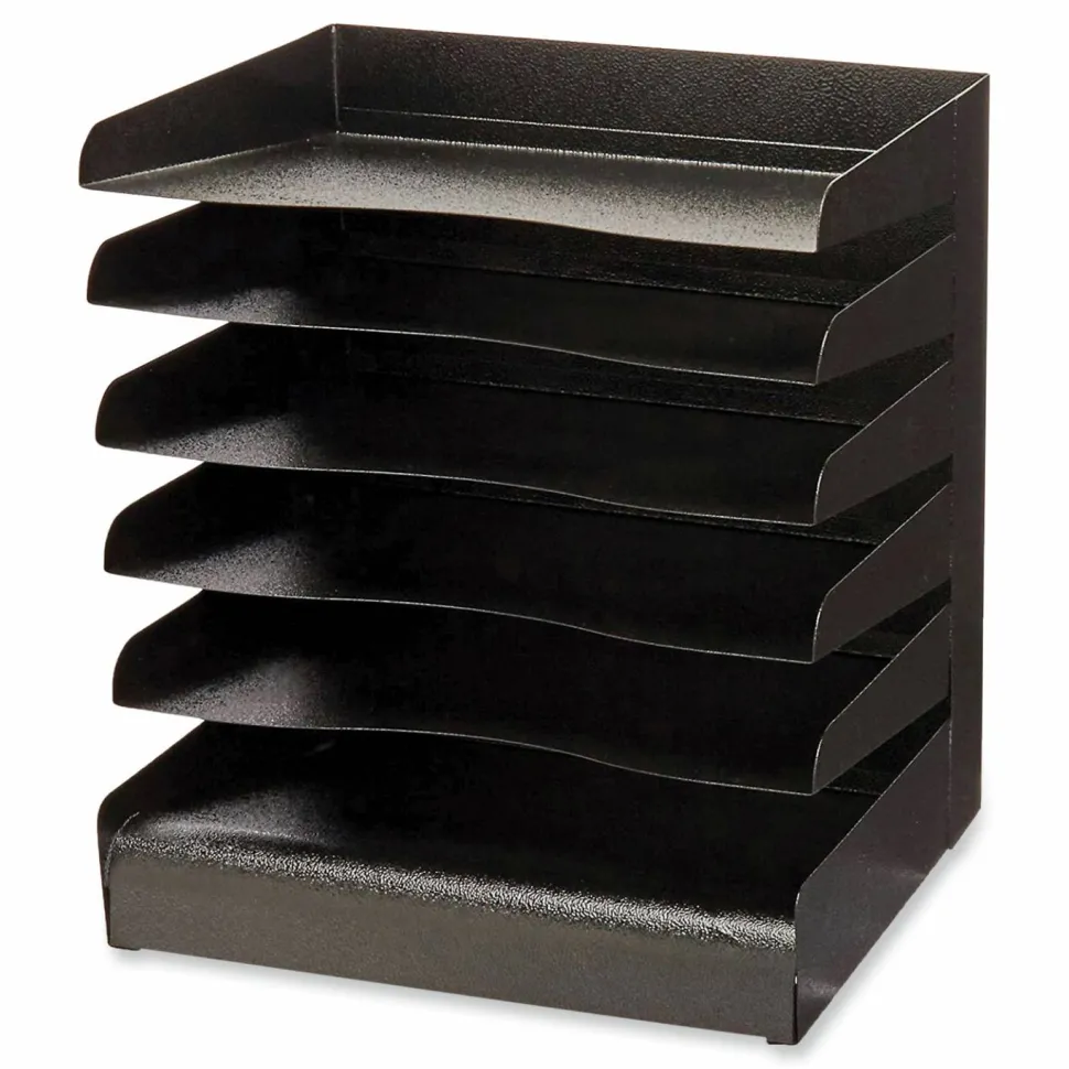 Safco Steel Six-Shelf Desk Tray Sorter, Six Sections, Letter Size Files, 12 x 9.5 x 13.5, Black
