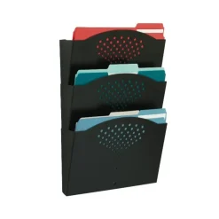 Safco Steel Triple-Tray Letter-Size Wall Pocket, 17 1/4
