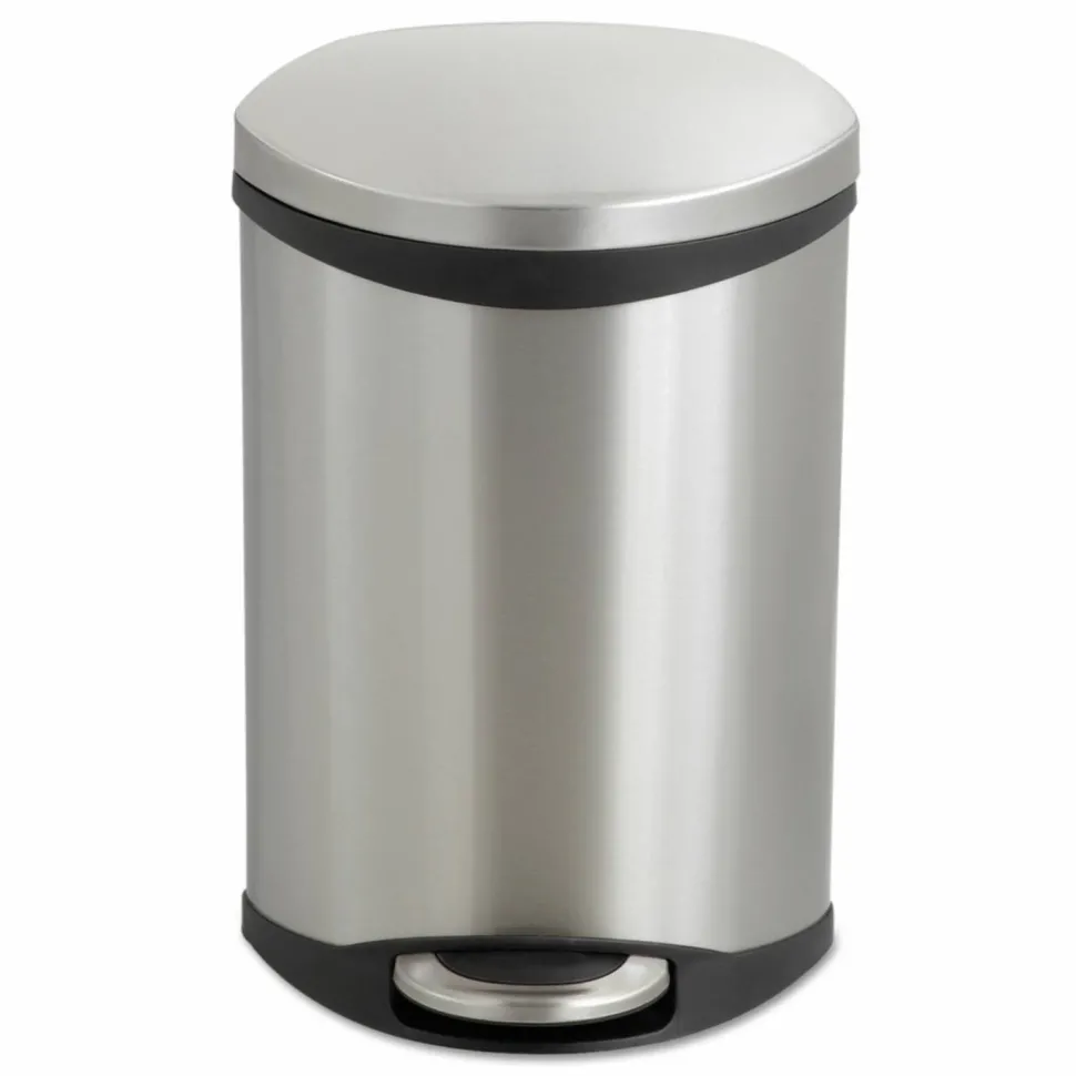 Safco Step-On Medical Receptacle, 3 gal, Steel, Stainless Steel