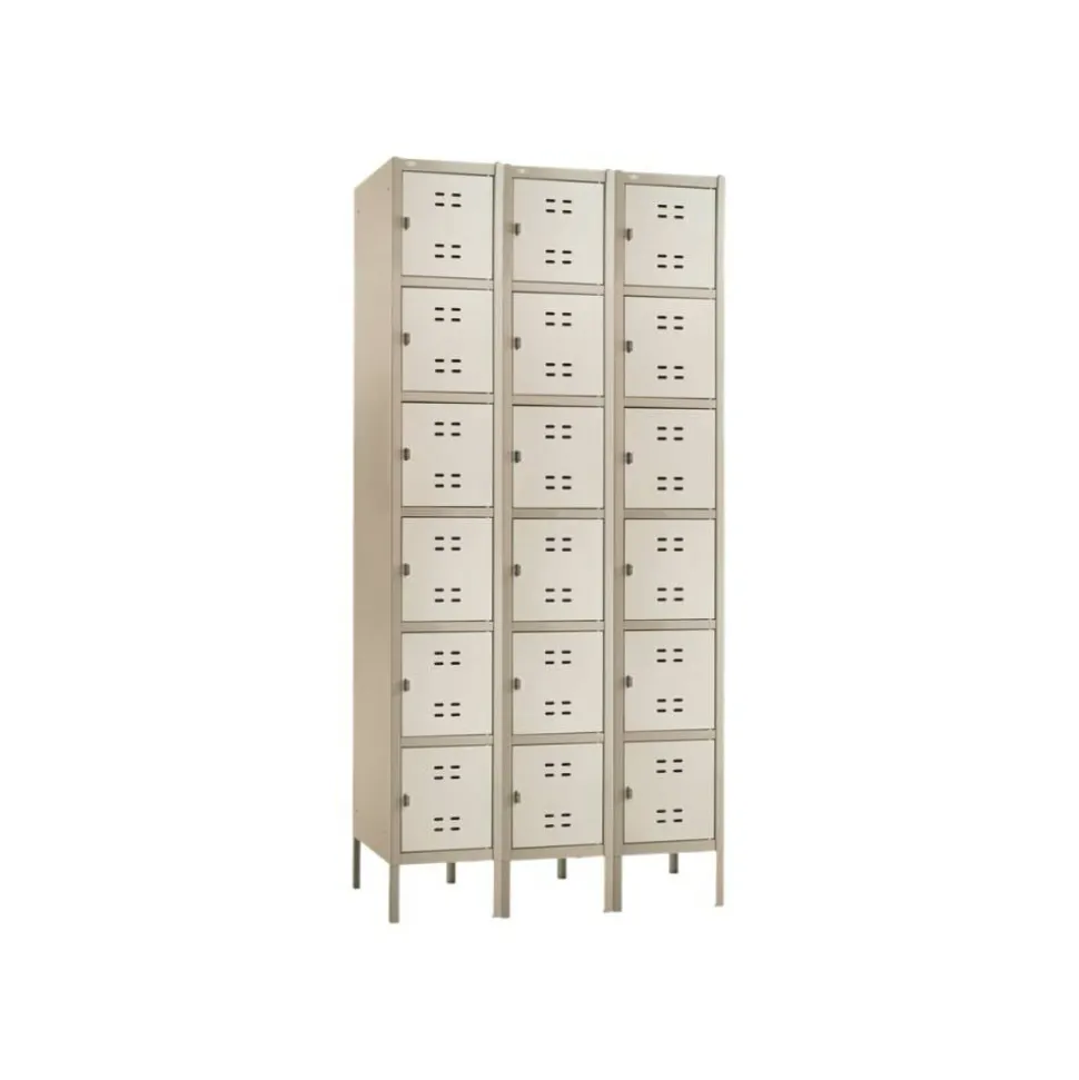 Safco Storage Lockers, 6-Box, Bank Of 3 Lockers, Tan