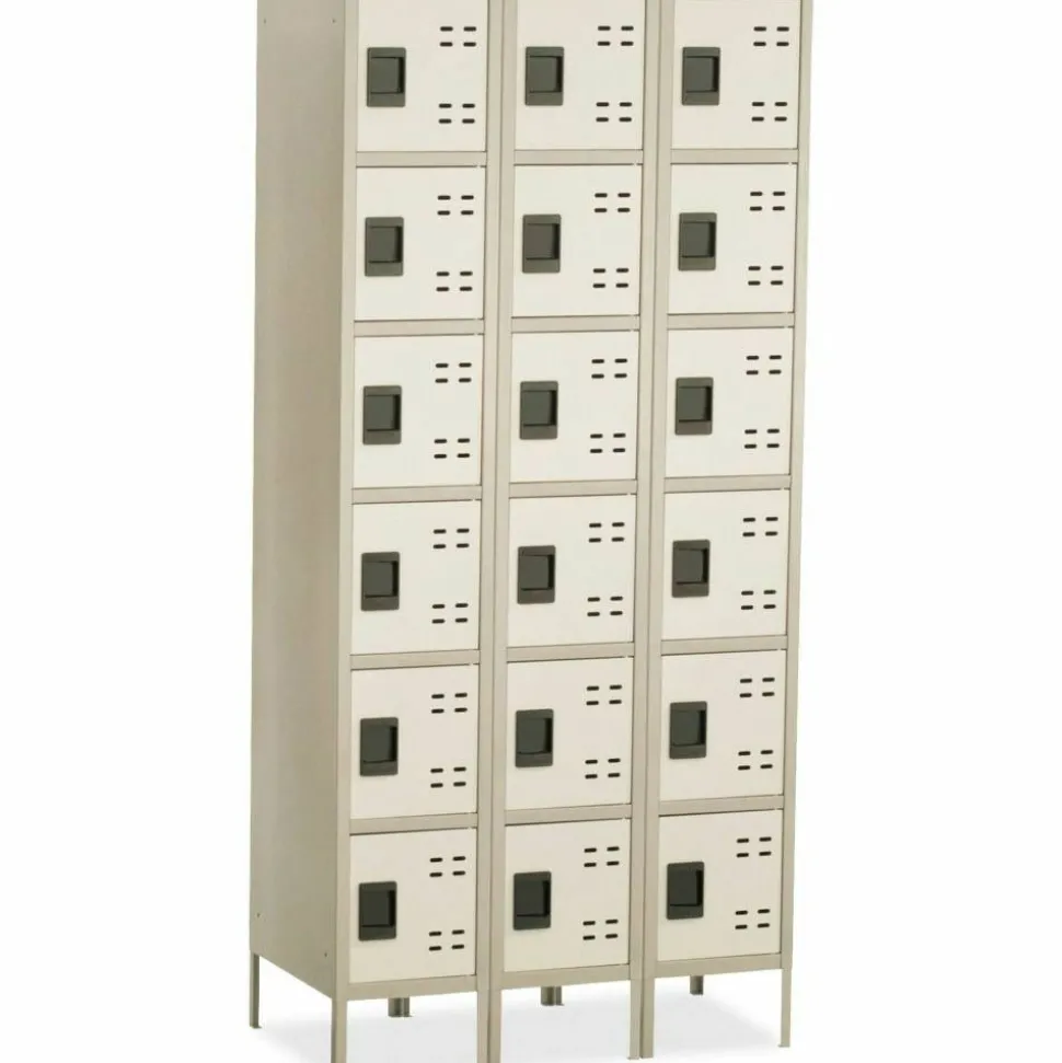 Safco Storage Lockers, 6-Box, Bank Of 3 Lockers, Tan