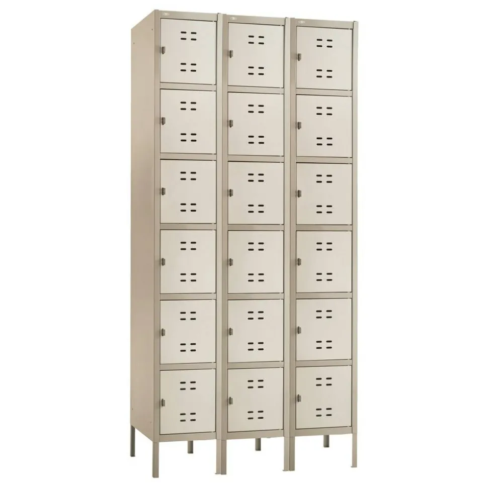 Safco Storage Lockers, 6-Box, Bank Of 3 Lockers, Tan