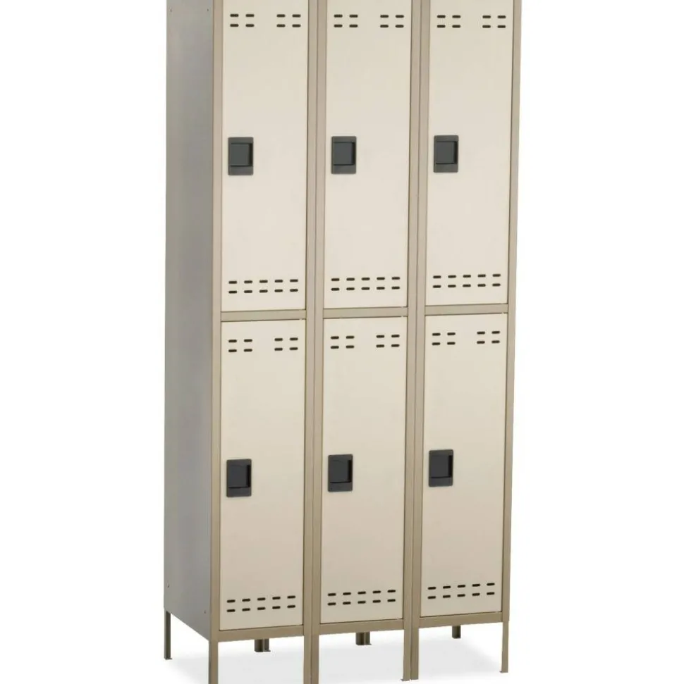 Safco Storage Lockers, Double-Tier, Bank Of 3, Tan