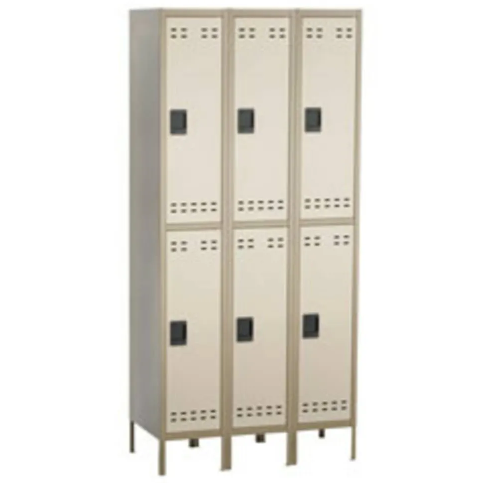 Safco Storage Lockers, Double-Tier, Bank Of 3, Tan