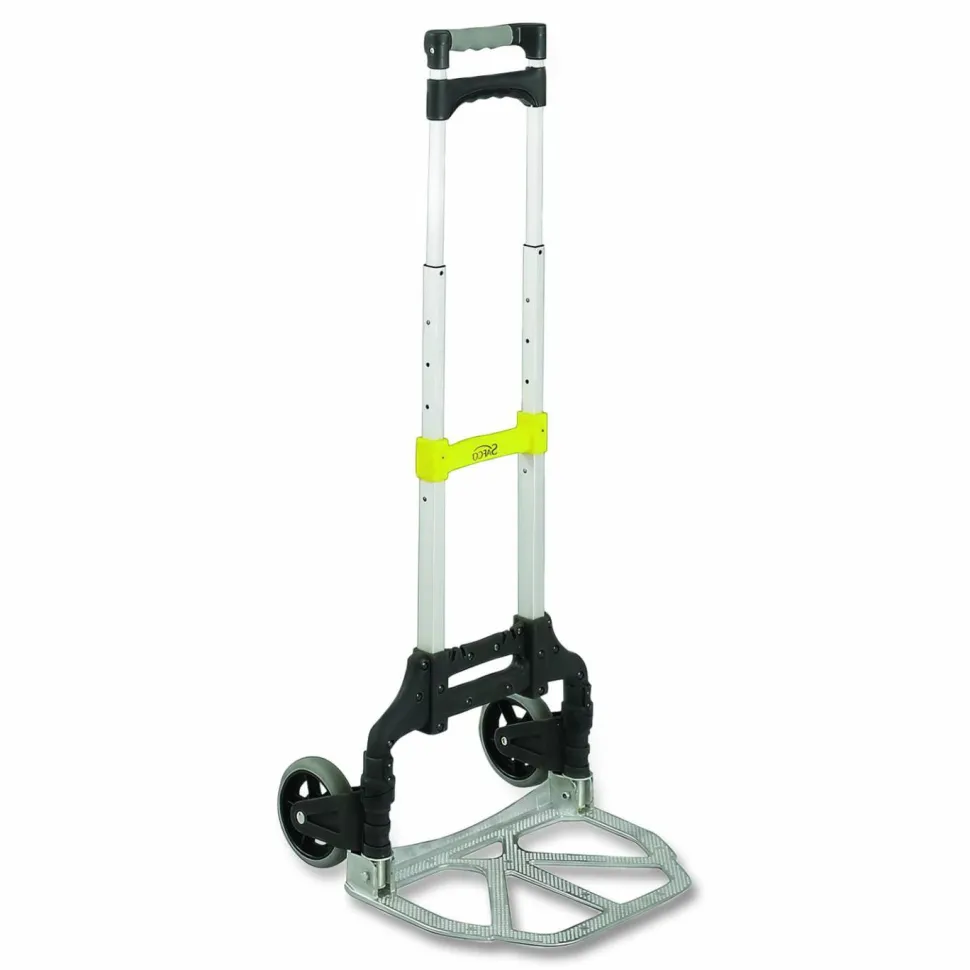 Safco Stow & Go Cart Lightweight Hand Truck, 110 Lb. Capacity, 5" Wheels, Gray