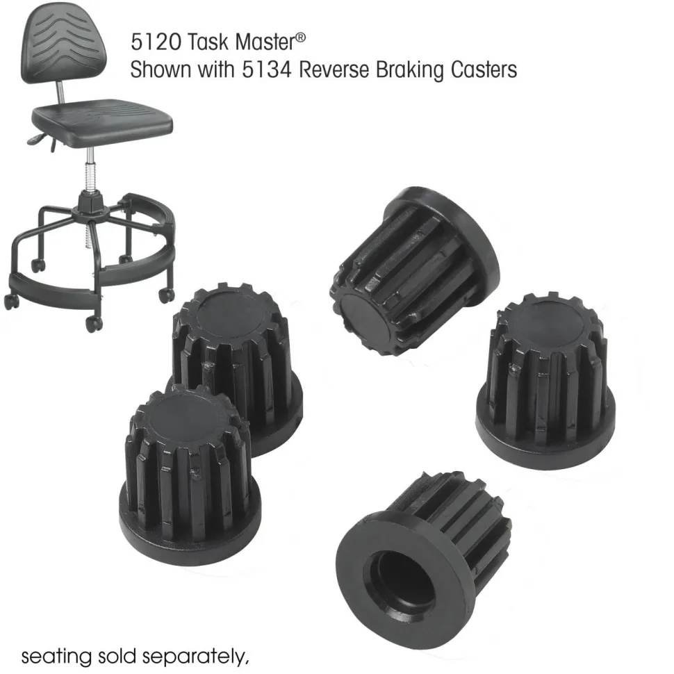 Safco Task Master Tubular Base Inserts, Black, 5/Set